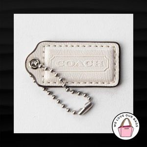 2" Medium COACH WHITE PATENT LEATHER KEY FOB BAG CHARM KEYCHAIN HANGTAG TAG